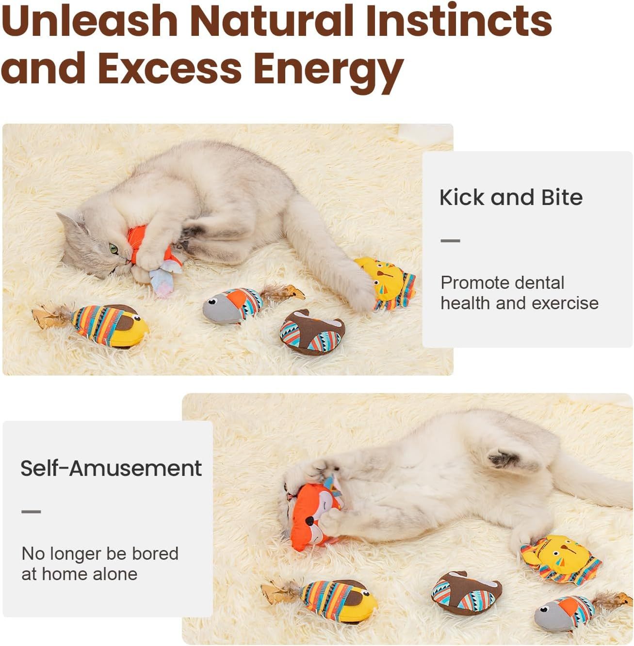 Interactive Cat Kickers for Indoor Cats with Jungle Animal Designs