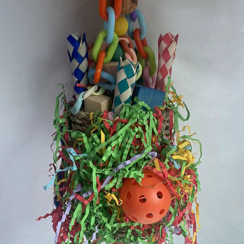 Halloween Themed Parrot Chew Toy with Nut Center and Paper Grass