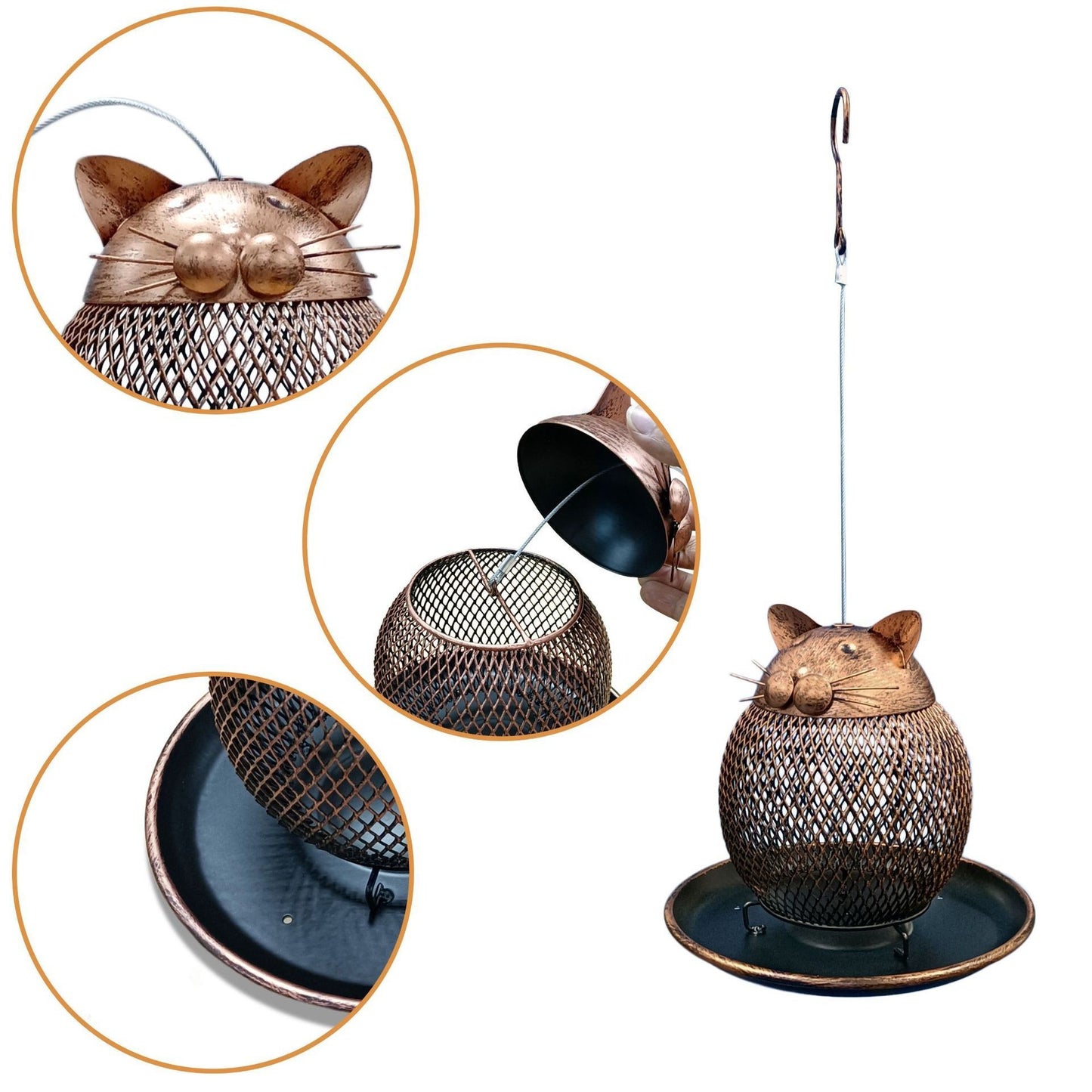 Cat Figurine Bird Feeder for Outdoor Decor