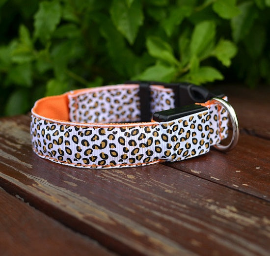 Leopard Pattern LED Safety Collar for Dogs