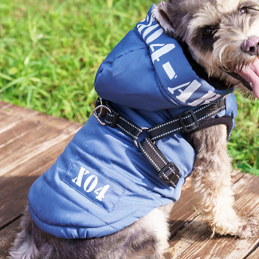 Fleece-Lined Waterproof Dog Coat with Hood for Winter