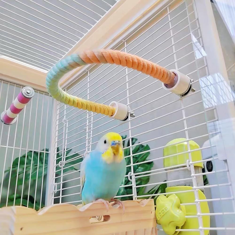 Gradient Bird Perch Stand with Bendable Rope