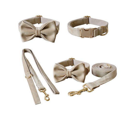 Luxurious Velvet Pet Collar in Beige