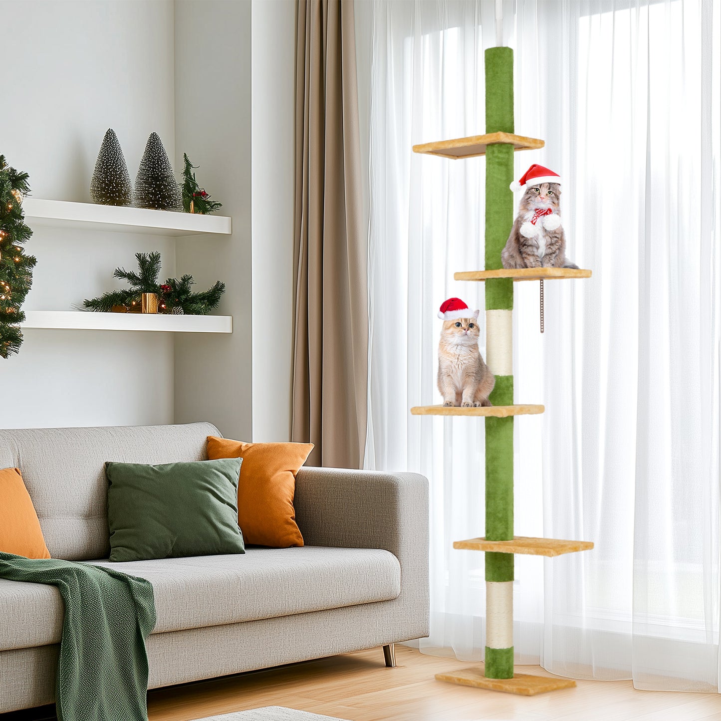 Tall Cat Tree with Multiple Platforms