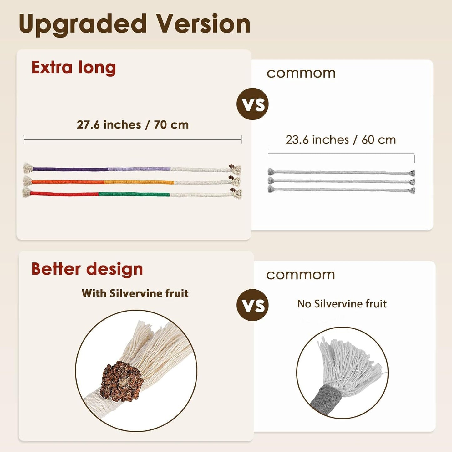 Teeth-Cleaning Cat Toys with Silvervine Fruit and Cotton Rop