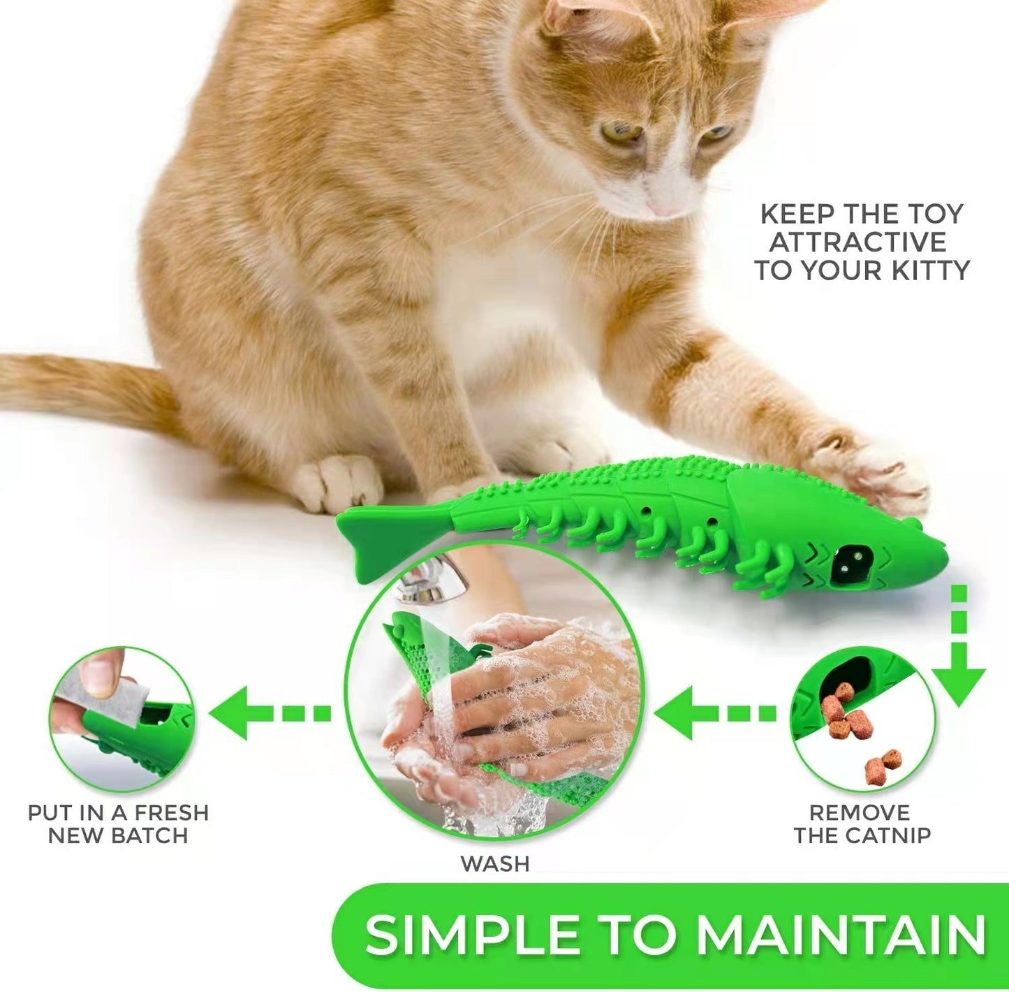 Cats 360 Degree Teeth Cleaning Toy Interactive Games Rubber Toothbursh Chew