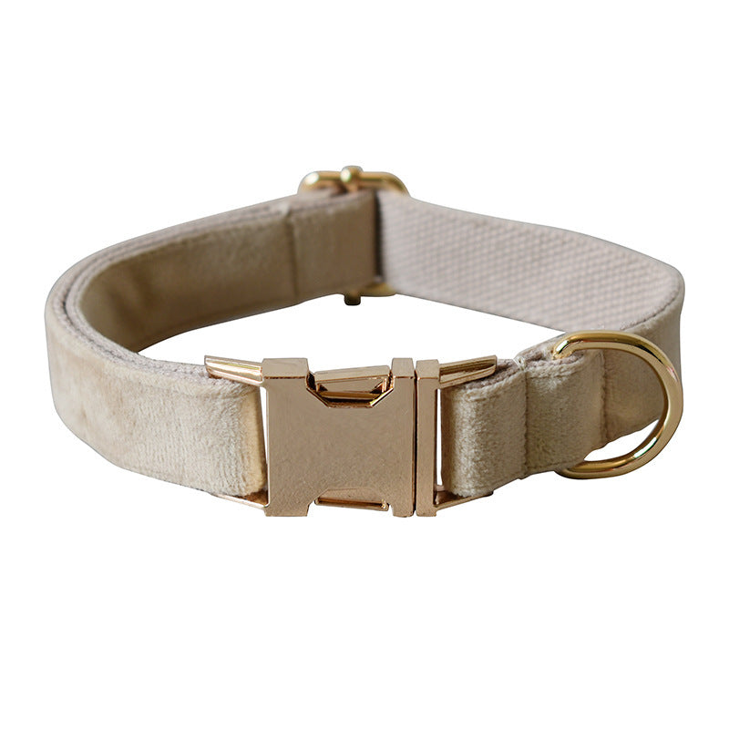 Luxurious Velvet Pet Collar in Beige