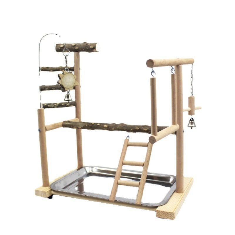 Wooden Parrot Stand with Tiger Skin Peony Design