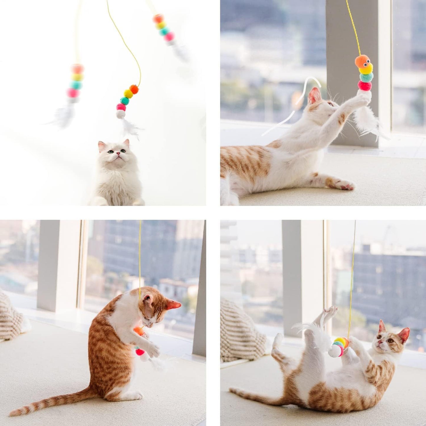 Catnip Swing Toy for Indoor Cats with Retractable Nylon Cord
