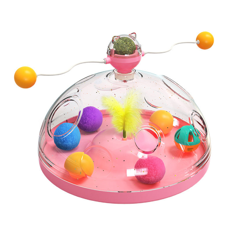 Meows Windmill Cat Toys Interactive Multifunctional Turntable Pet Educational Toys With Catnip Luminous Ball Pinwheel