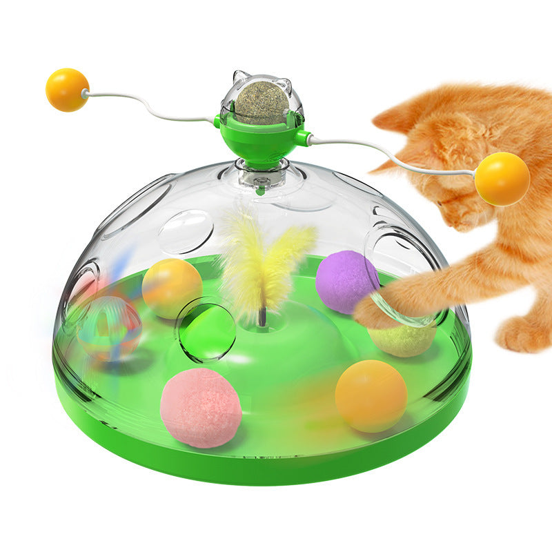 Meows Windmill Cat Toys Interactive Multifunctional Turntable Pet Educational Toys With Catnip Luminous Ball Pinwheel