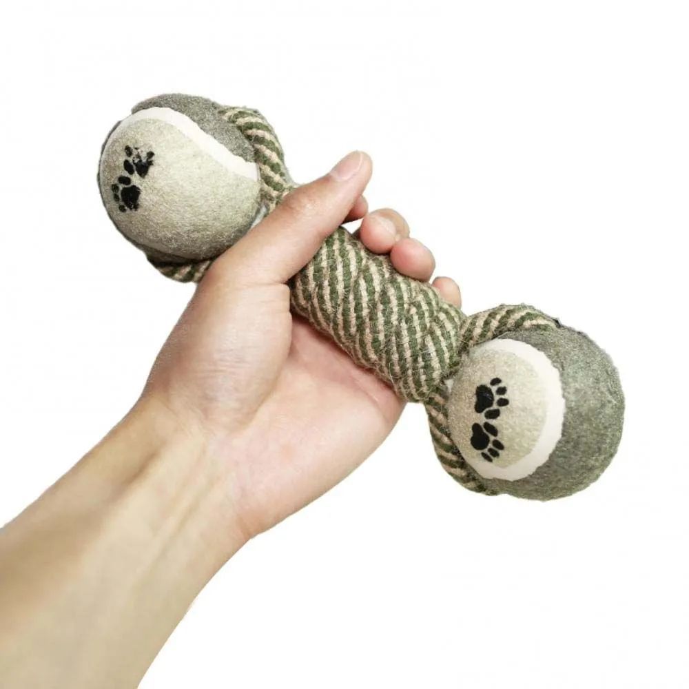 Multi-Function Pet Play Toy – Cotton Rope and Rubber Dumbbell for Fetch & Chewing