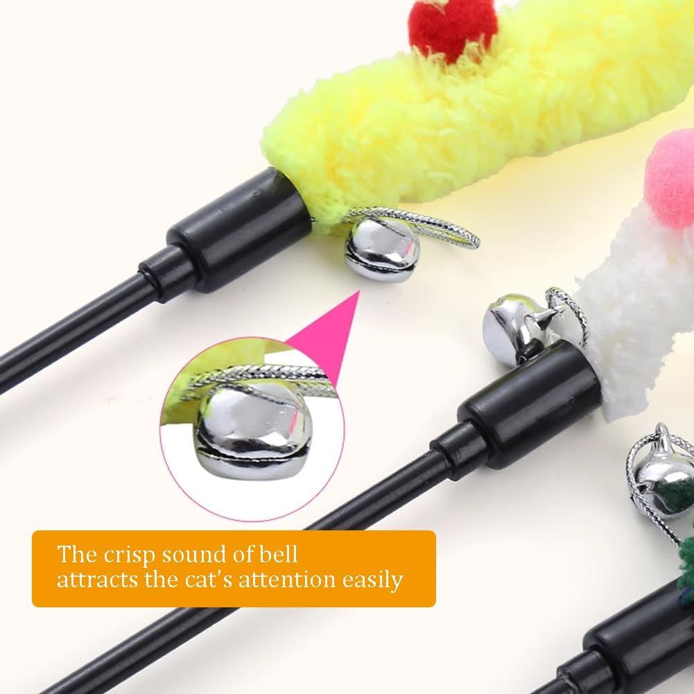 Interactive Play Wand for Cats with Colorful Plush Strips