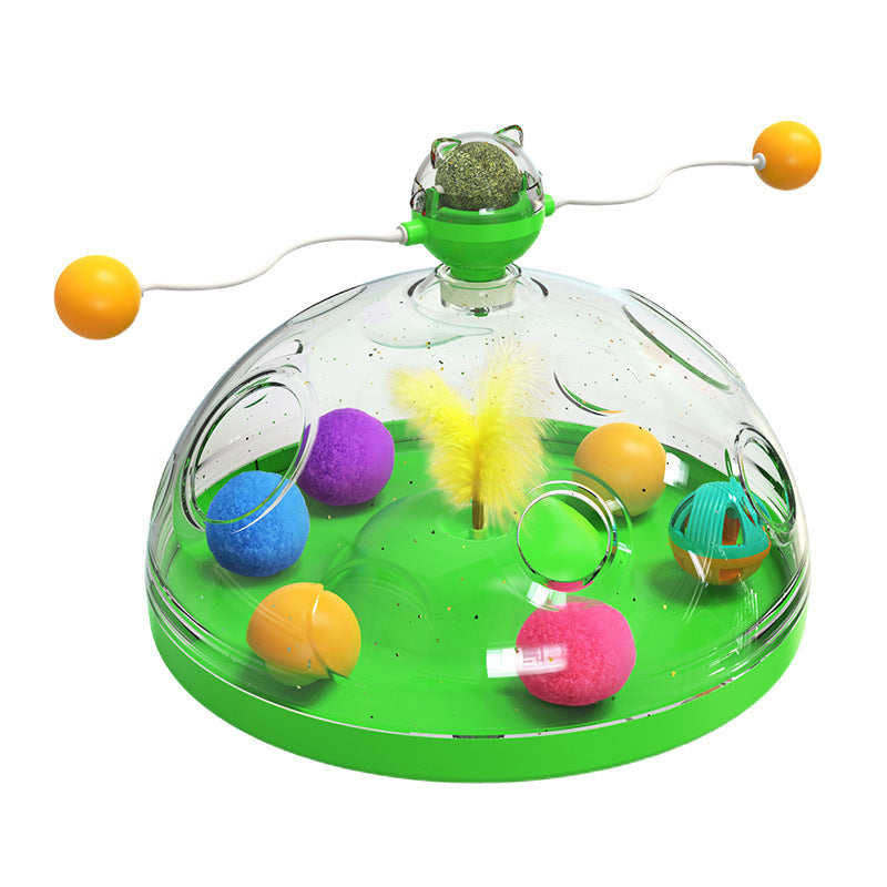 Meows Windmill Cat Toys Interactive Multifunctional Turntable Pet Educational Toys With Catnip Luminous Ball Pinwheel