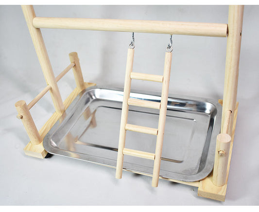 Wooden Toy Swing with Climbing Ladder & Dual Food Box
