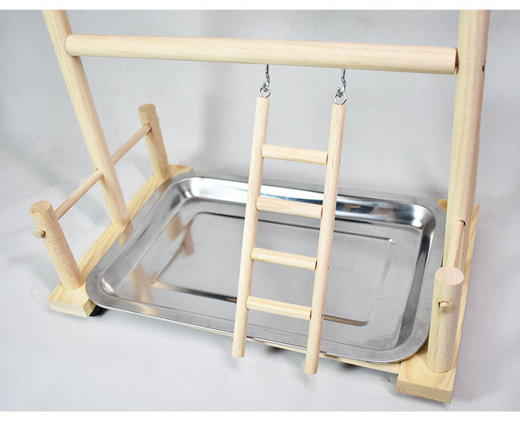 Wooden Toy Swing with Climbing Ladder & Dual Food Box