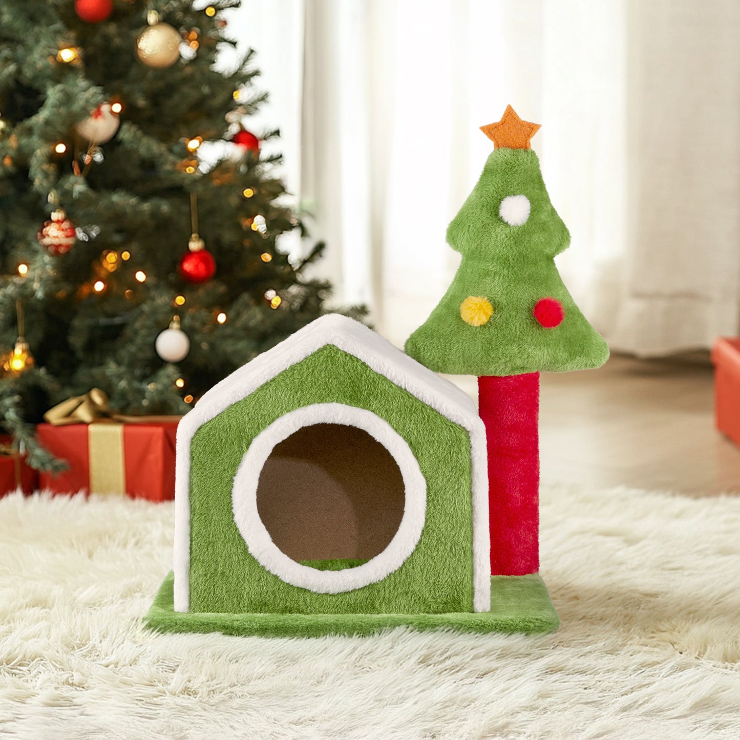 Christmas-Themed Feline Climbing House For Cats