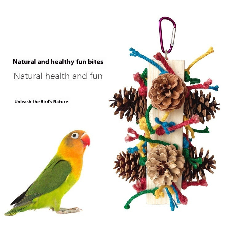 Natural Wood Parrot Toy for Tearing and Biting