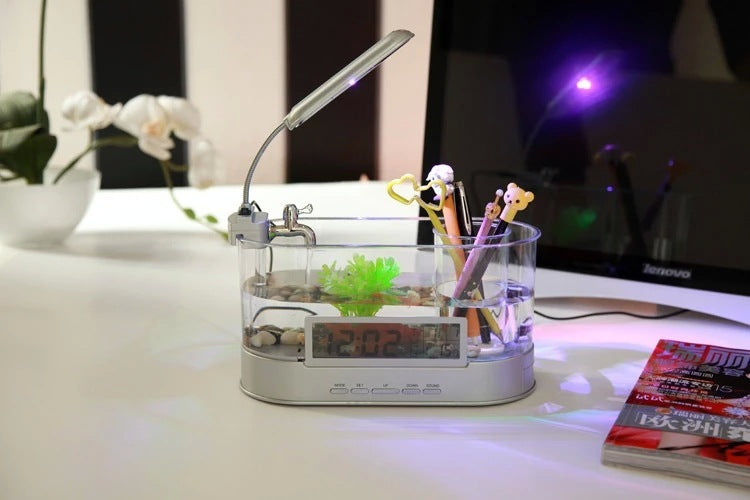USB Mini Desktop Aquarium with Time, Date, Temperature, and Alarm