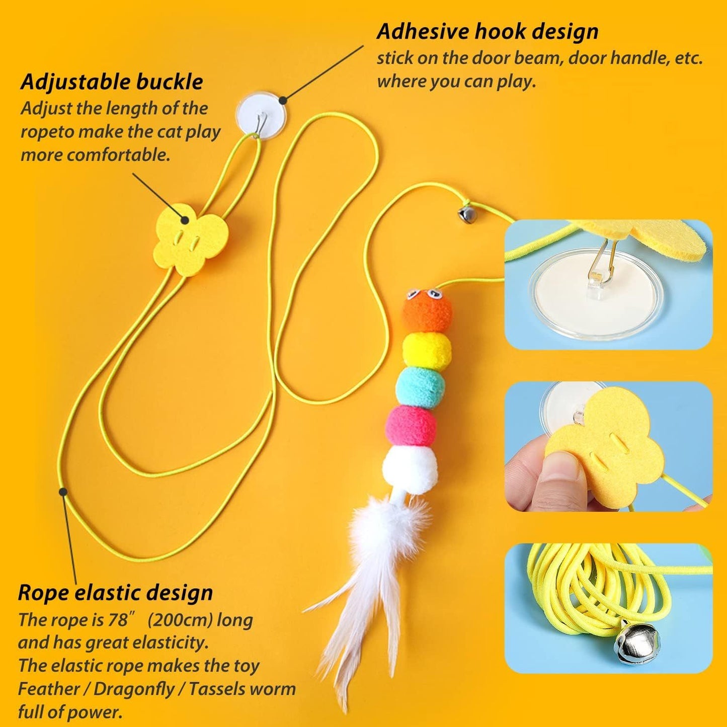 Catnip Swing Toy for Indoor Cats with Retractable Nylon Cord