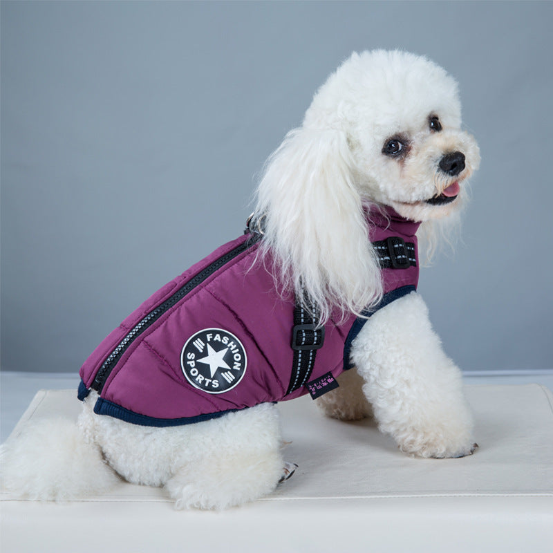 Waterproof Dog Clothes Winter Dog Coat With Harness Warm Pet Clothing Big Dog Jacket