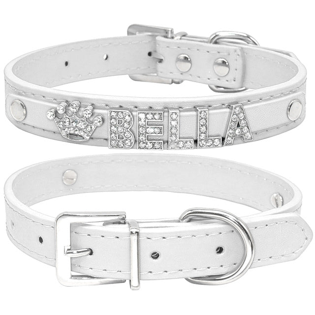 Rhinestone-Adorned Personalized Pet Neckband