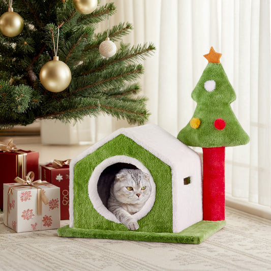 Christmas-Themed Feline Climbing House For Cats