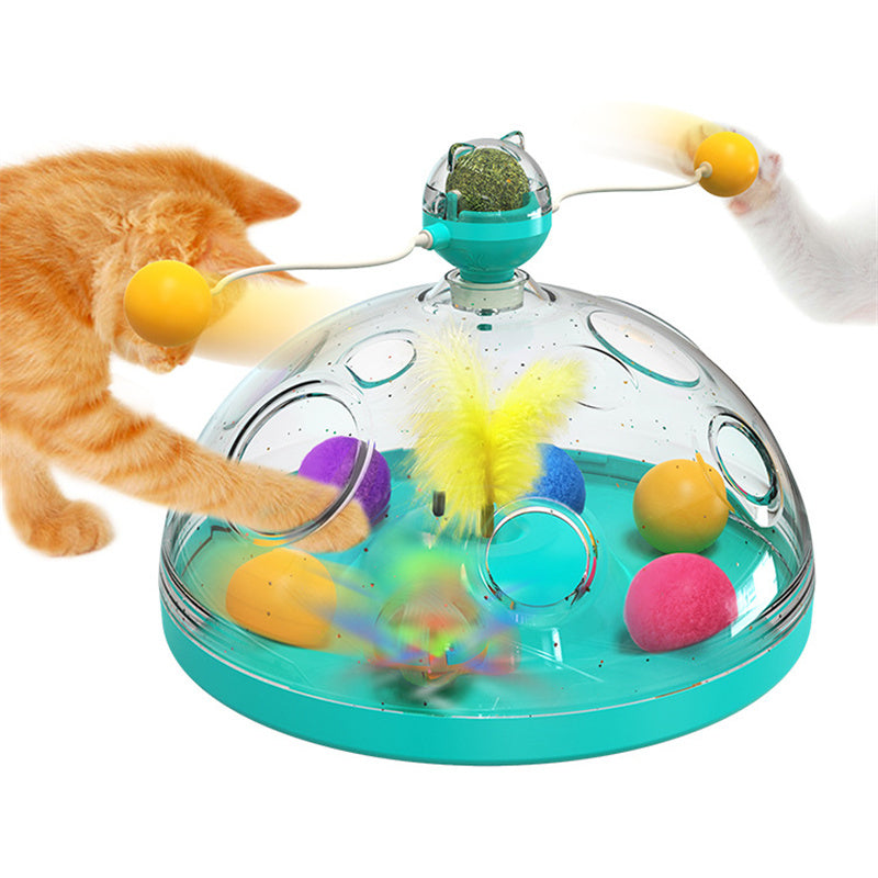 Meows Windmill Cat Toys Interactive Multifunctional Turntable Pet Educational Toys With Catnip Luminous Ball Pinwheel