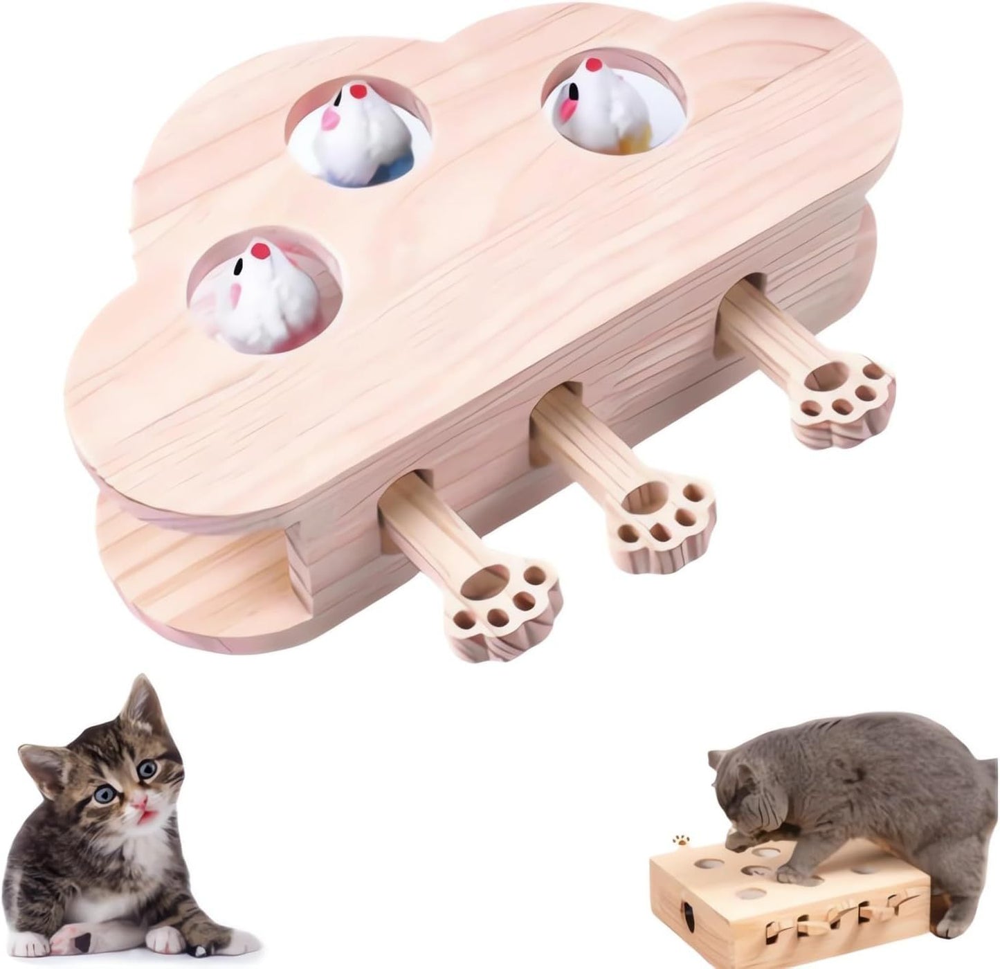 Interactive Cardboard Cat Scratcher with Pop-Up Mole Toy