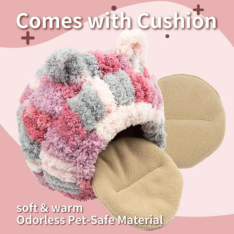 Snug Bird Nest, Winter Haven with Hanging Hammock, Plush Hideaway for Parrots and Hummingbirds, Cage Decor Accessory.