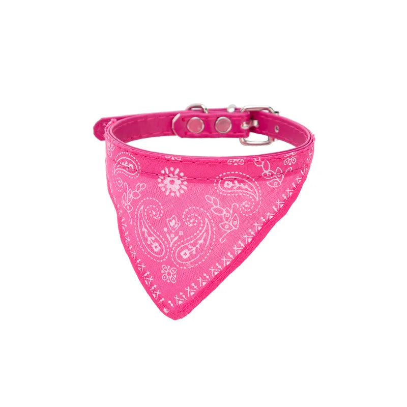 Adjustable Pet Dog Bandana Collar with Leather Strap