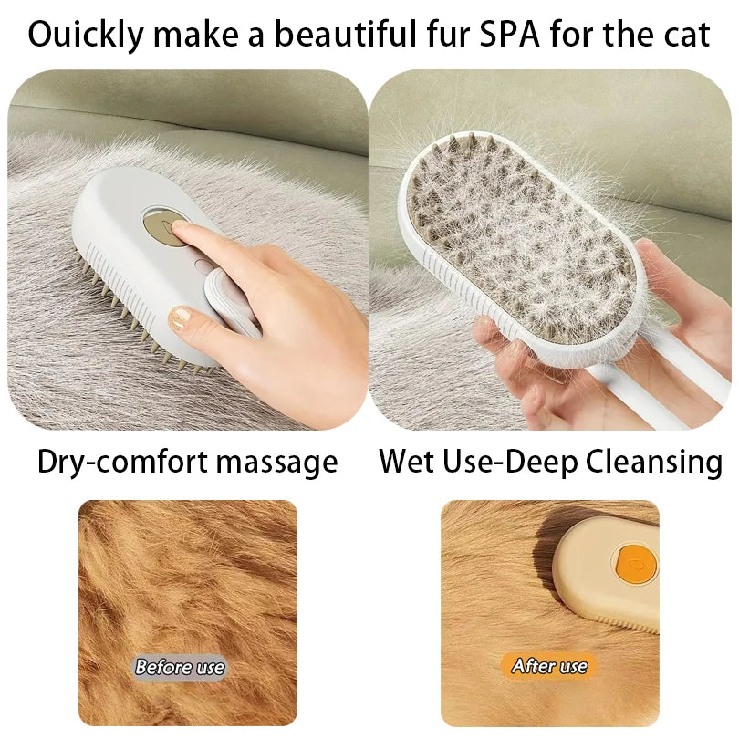 3-in-1 Cat and Dog Pet Steam Massage Brush