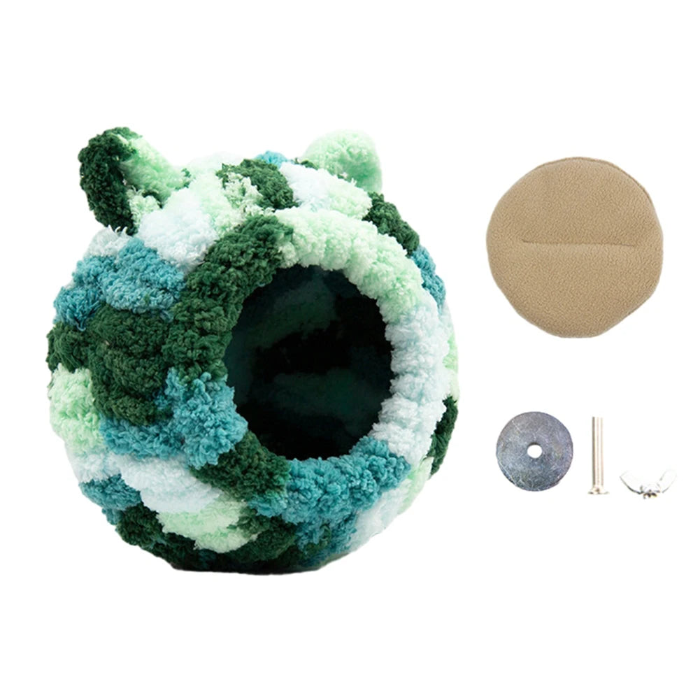 Snug Bird Nest, Winter Haven with Hanging Hammock, Plush Hideaway for Parrots and Hummingbirds, Cage Decor Accessory.