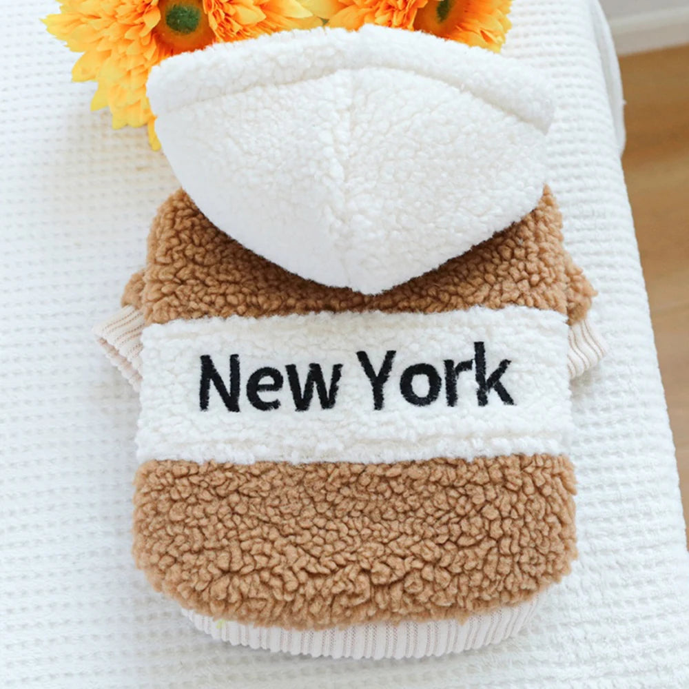 Cozy Berber Fleece Dog Hoodie with Buckle for Small Breeds