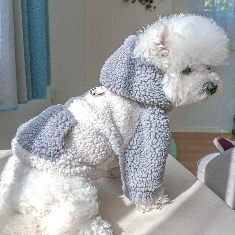 Cozy Berber Fleece Dog Hoodie with Buckle for Small Breeds