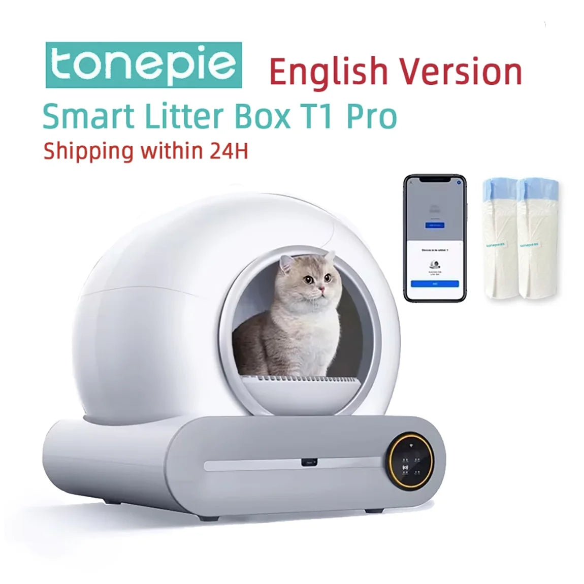 65L Automatic Smart Cat Litter Box with Self-Cleaning Feature