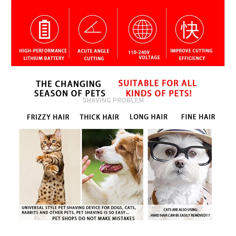 Rechargeable Electric Pet Grooming Clipper Kit for Dogs and Cats