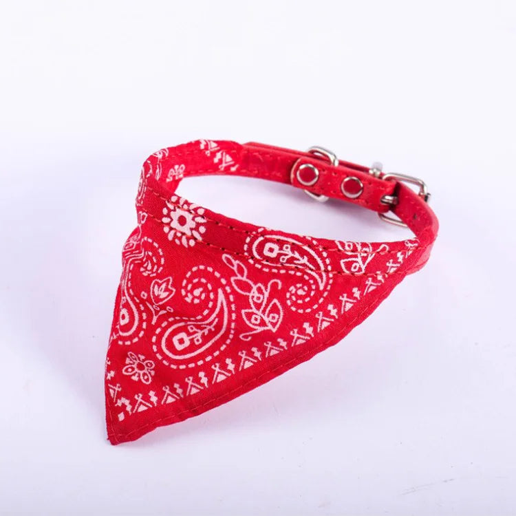 Adjustable Pet Dog Bandana Collar with Leather Strap