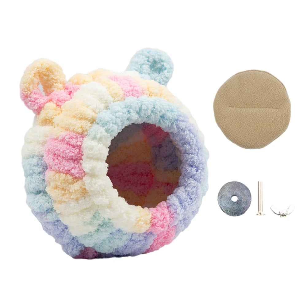 Snug Bird Nest, Winter Haven with Hanging Hammock, Plush Hideaway for Parrots and Hummingbirds, Cage Decor Accessory.