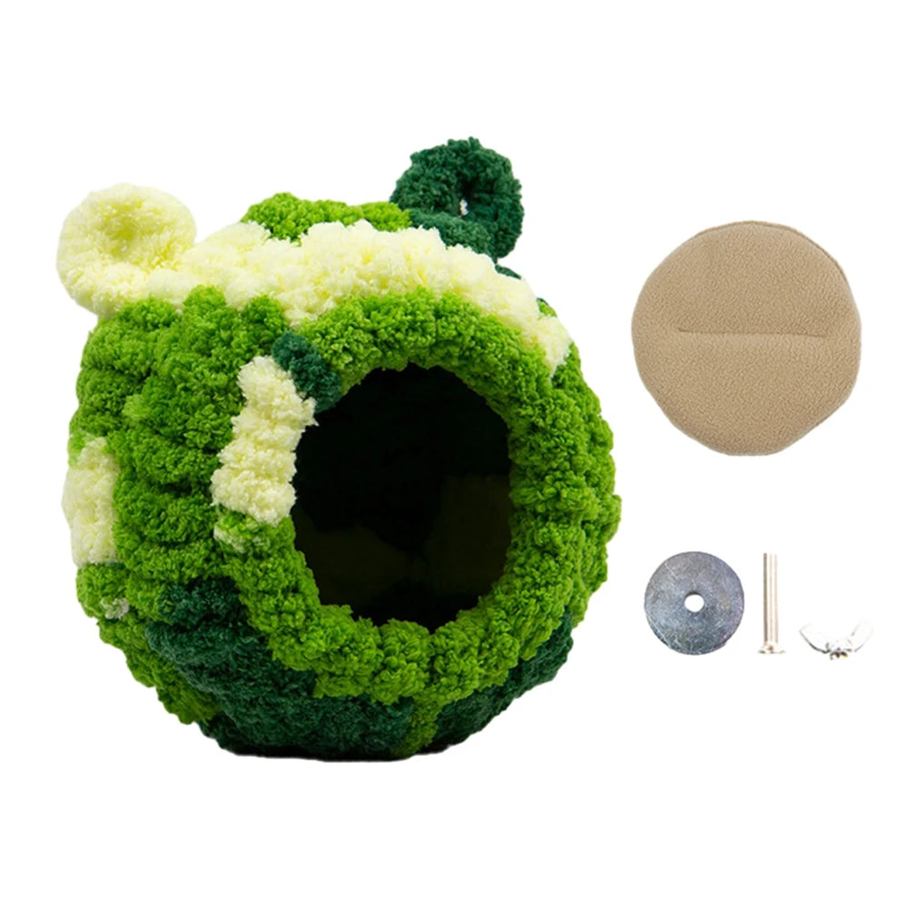 Snug Bird Nest, Winter Haven with Hanging Hammock, Plush Hideaway for Parrots and Hummingbirds, Cage Decor Accessory.