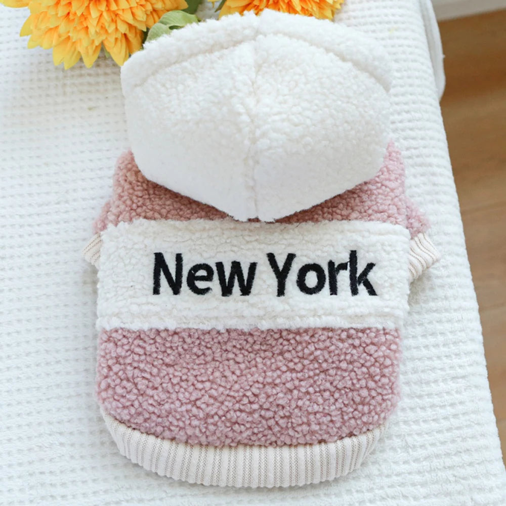 Cozy Berber Fleece Dog Hoodie with Buckle for Small Breeds