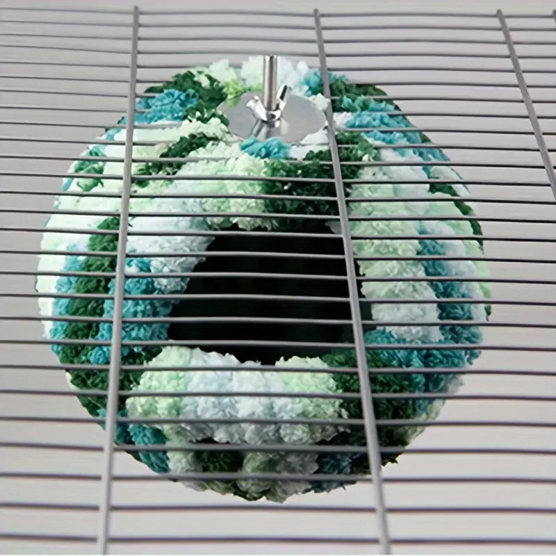 Snug Bird Nest, Winter Haven with Hanging Hammock, Plush Hideaway for Parrots and Hummingbirds, Cage Decor Accessory.