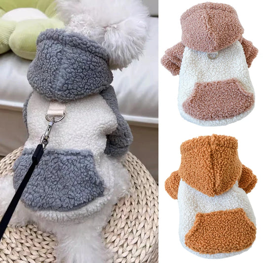 Cozy Berber Fleece Dog Hoodie with Buckle for Small Breeds