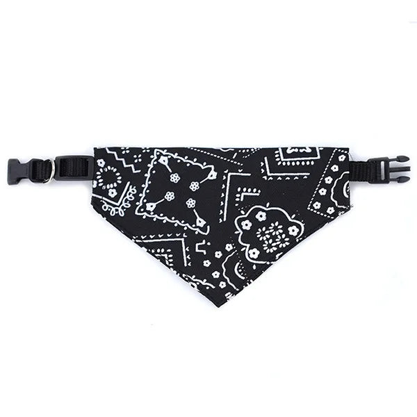 Adjustable Pet Dog Bandana Collar with Leather Strap