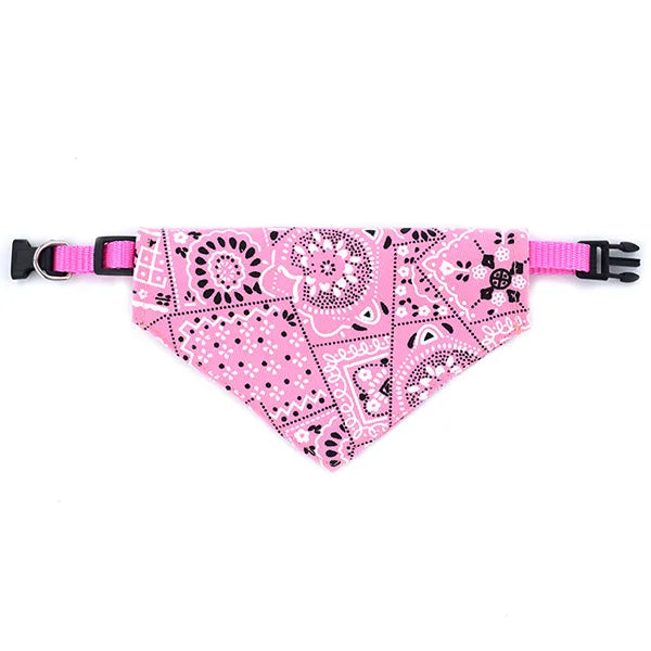Adjustable Pet Dog Bandana Collar with Leather Strap
