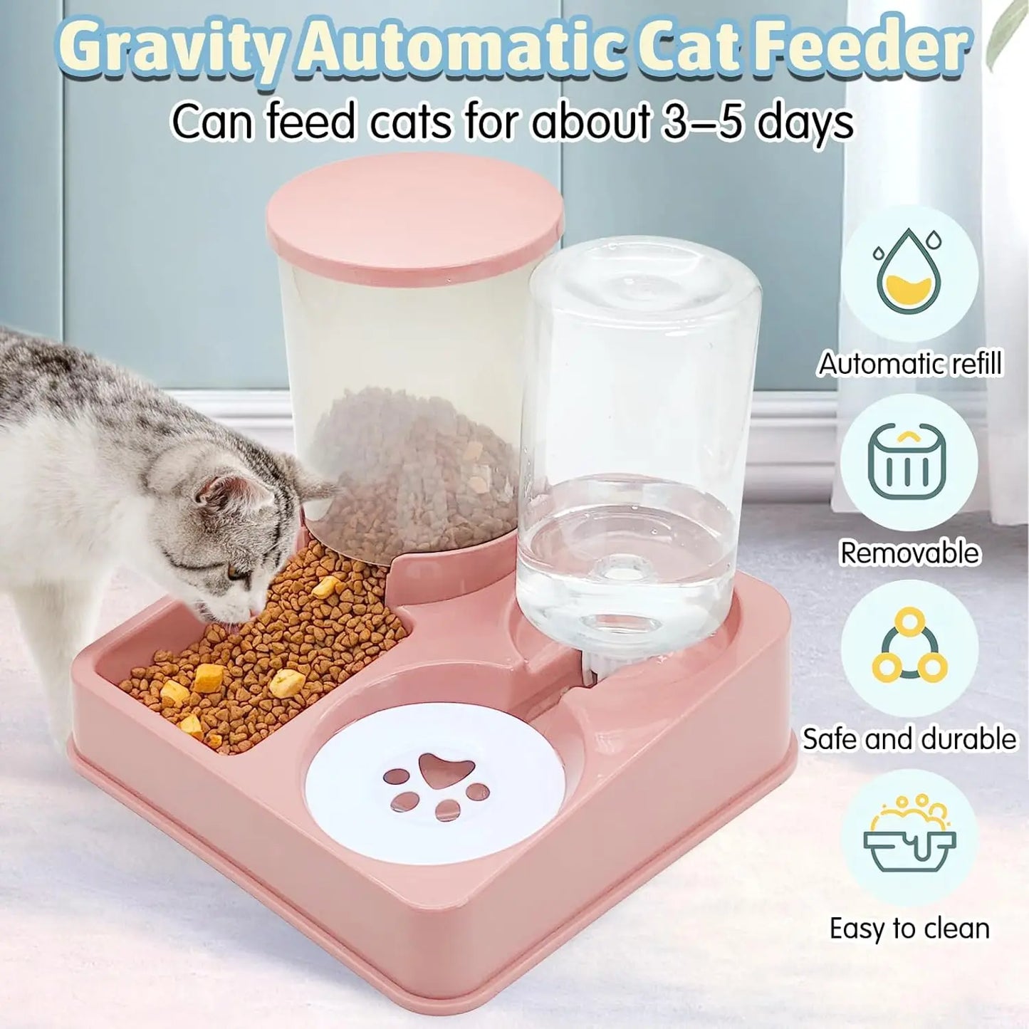 "2-in-1 water and food dispenser for dogs and cats"