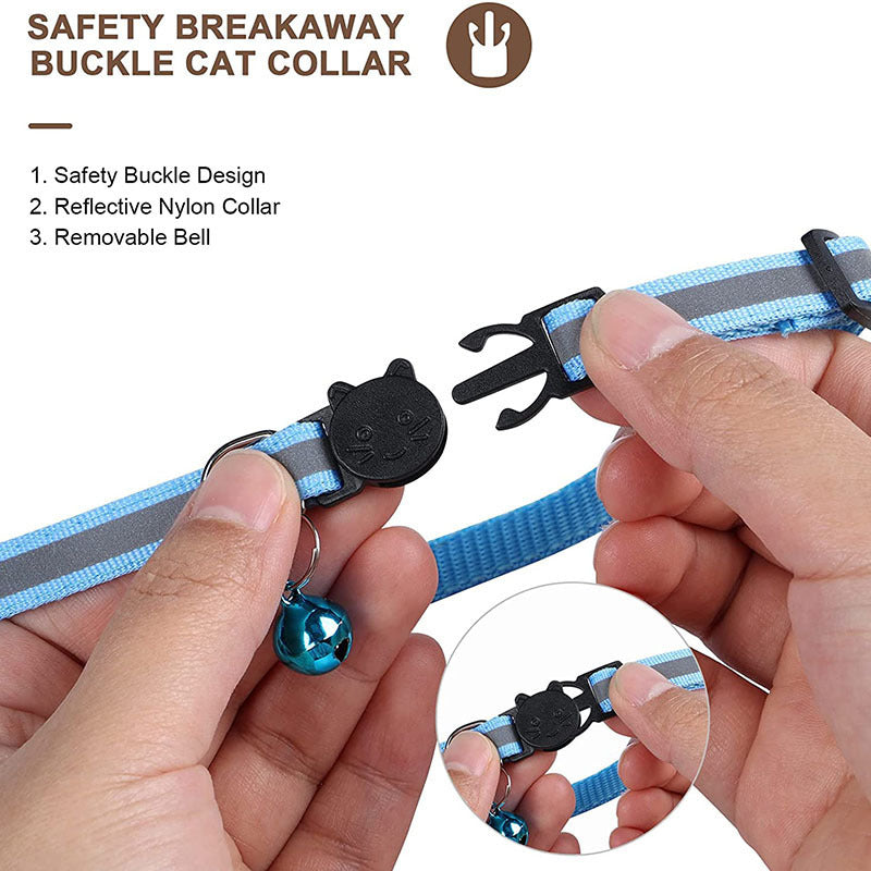 Airtag-Compatible Pet Collar with Bell and Reflective Stripes