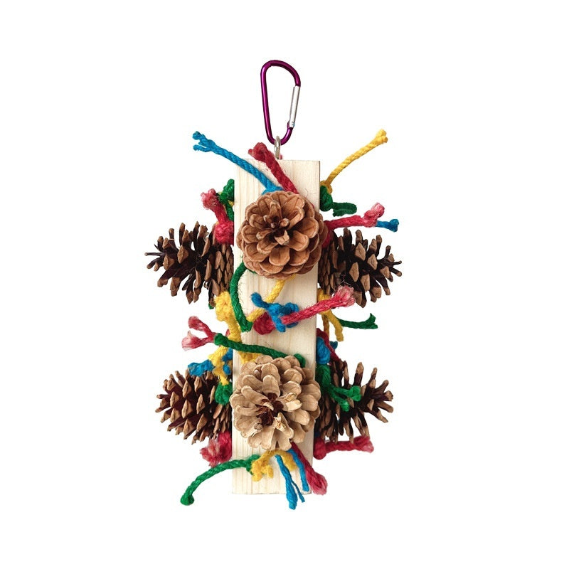 Natural Wood Parrot Toy for Tearing and Biting