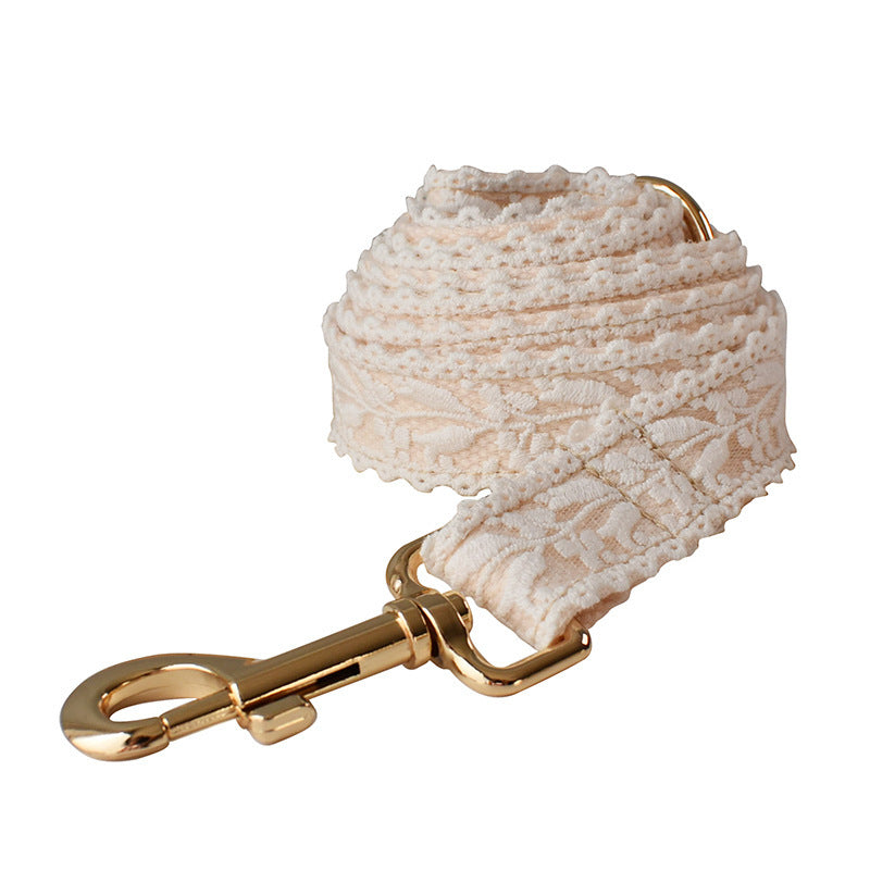 Floral Lace Pet Collar with Bow and Metal Clasp