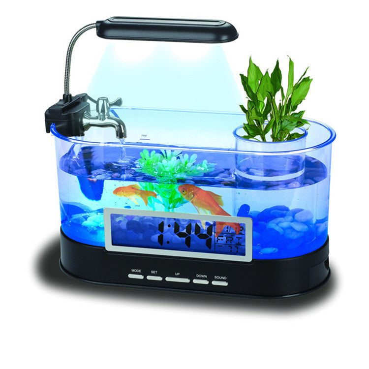 USB Mini Desktop Aquarium with Time, Date, Temperature, and Alarm